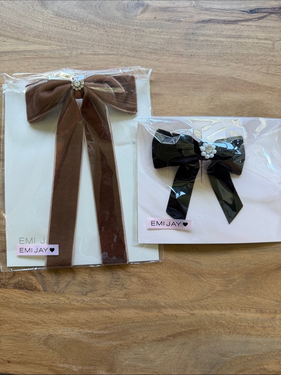 Emi Jay Accessories - Emi Jay Brown Velvet Ribbon Bow with Rhinestone Center